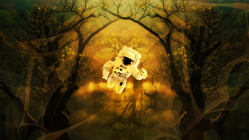 Astronaut Floating in Forest