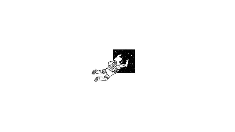 Astronaut Floating in Space — Black, Calm