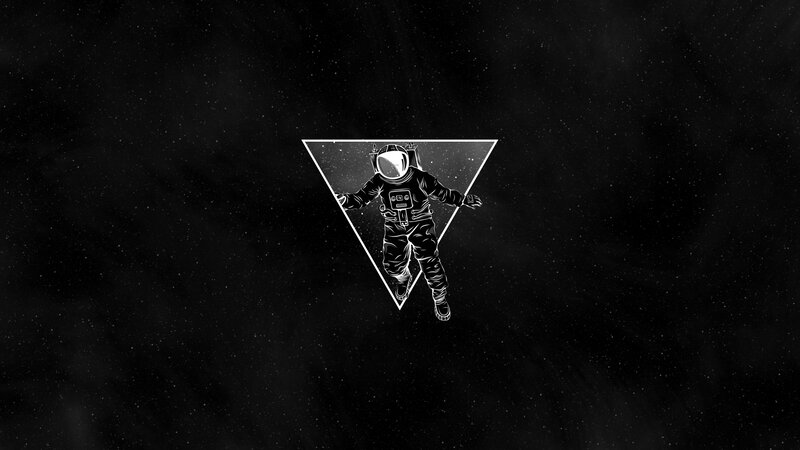 Astronaut Floating in Space — Black, Cosmic