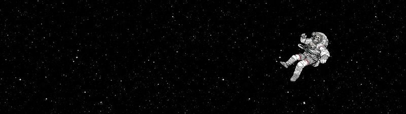 Astronaut Floating in Space — Black, Serene, Night