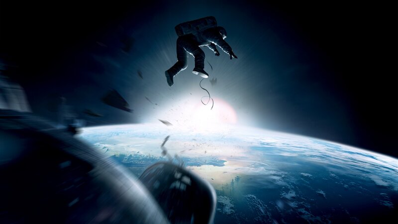 Astronaut Floating in Space — Blue, Dramatic, Digital Art, Earth, Space Debris