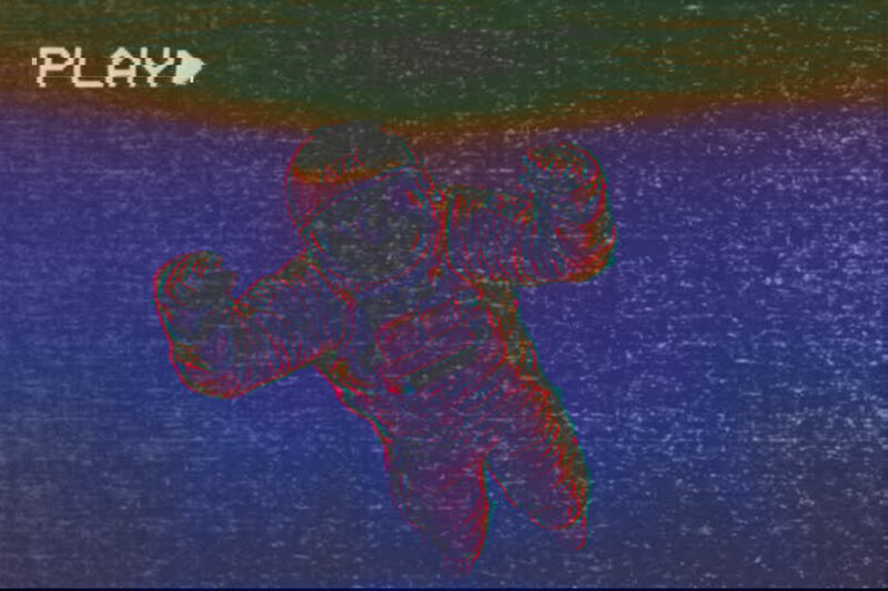 Astronaut Floating in Space — Blue, Dystopian
