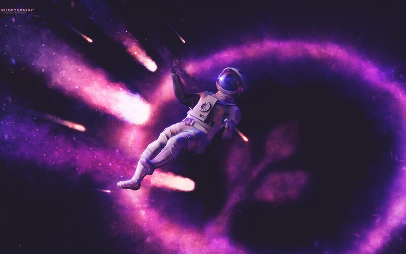 Astronaut Floating in Space — Purple