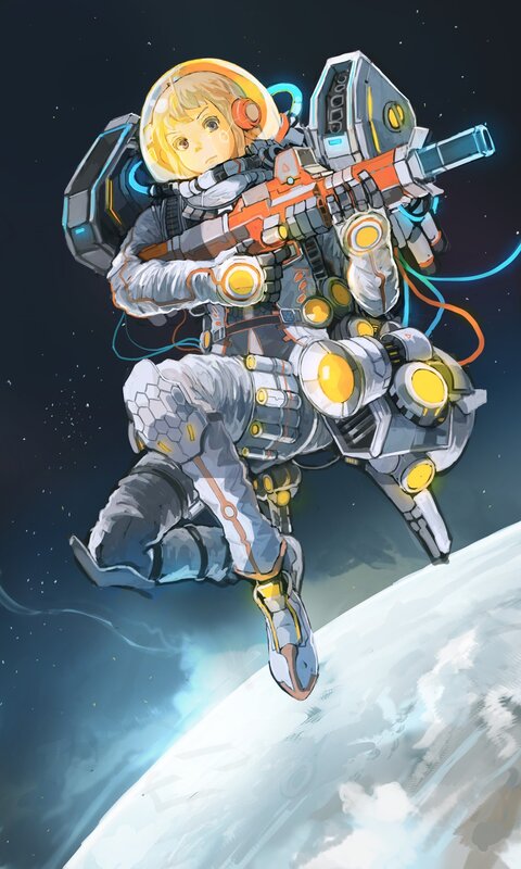 astronaut girl in space
