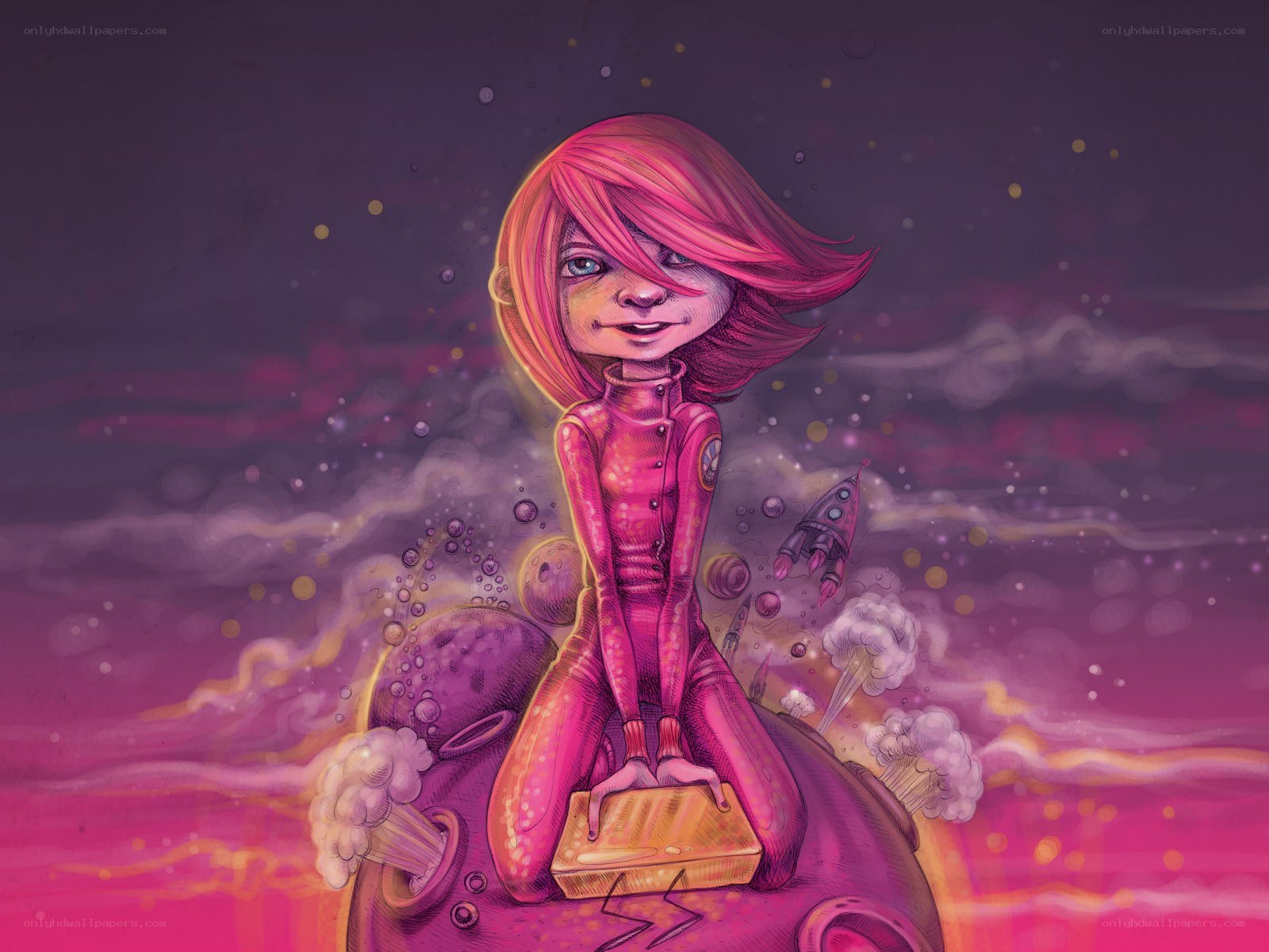 astronaut girl in space