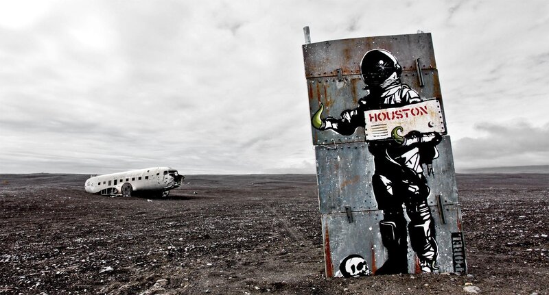 Astronaut Graffiti on Metal