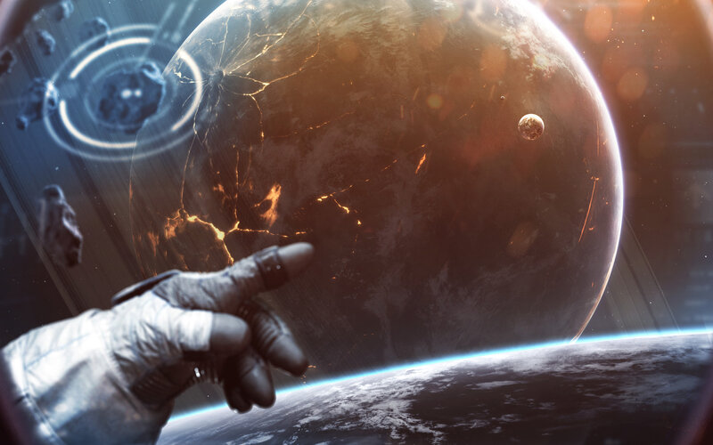 Astronaut Hand Pointing