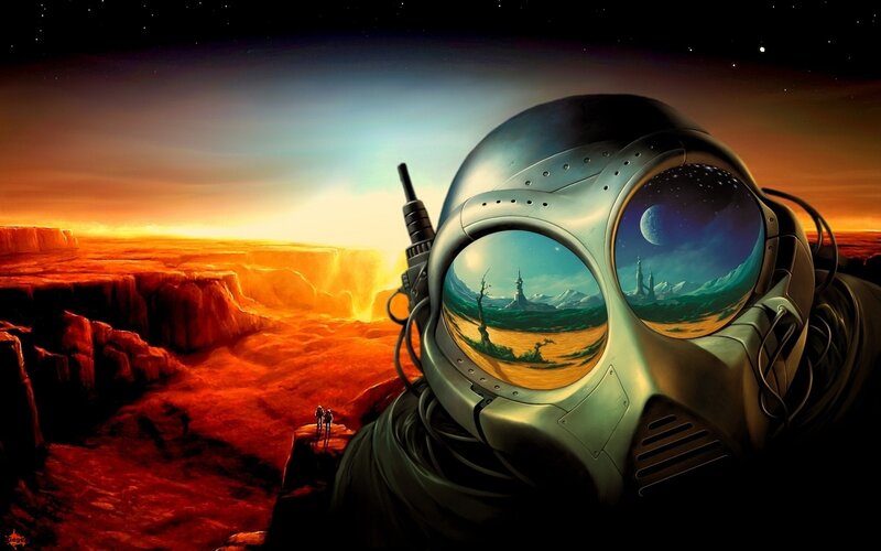 Astronaut Helmet — Orange, Dramatic