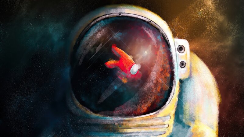 Astronaut Helmet with Fish