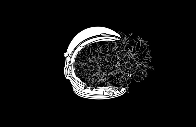 Astronaut Helmet with Flowers