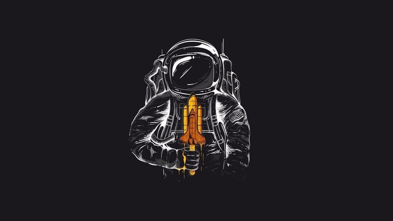 Astronaut Holding Rocket — Black