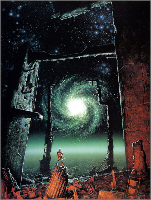 Astronaut in a ruined temple