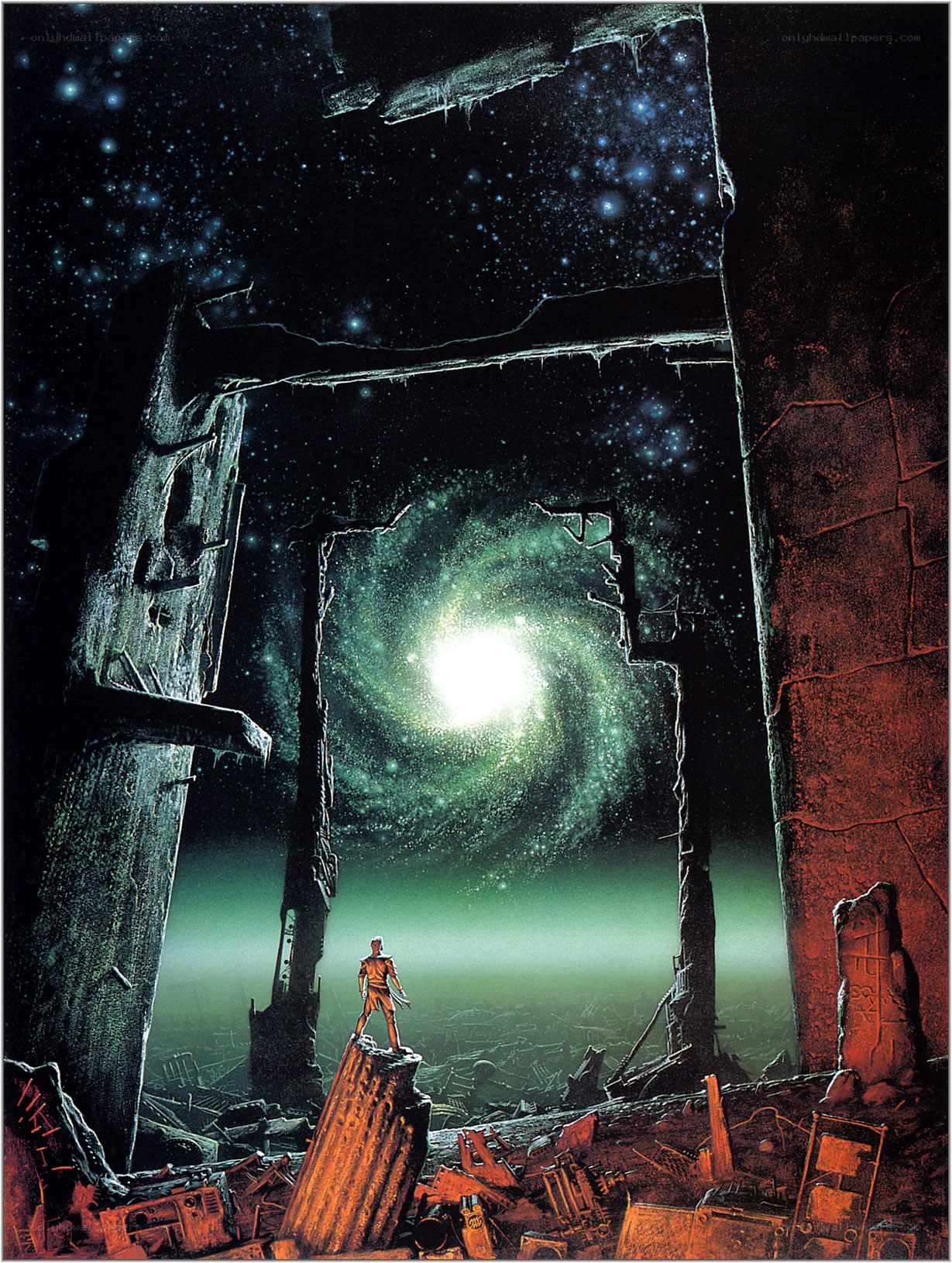 Astronaut in a ruined temple