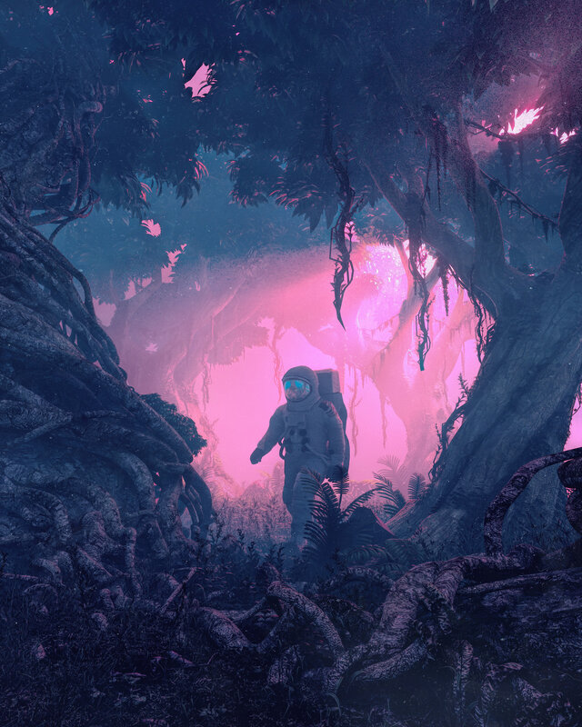 Astronaut in Alien Forest