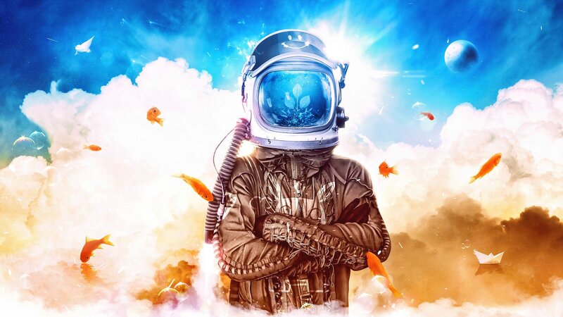 Astronaut in Clouds — Blue