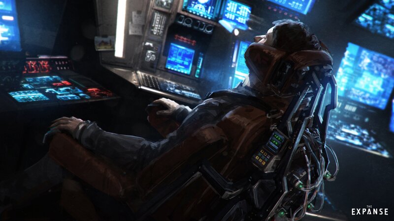 Astronaut in Cockpit — Blue, Dramatic