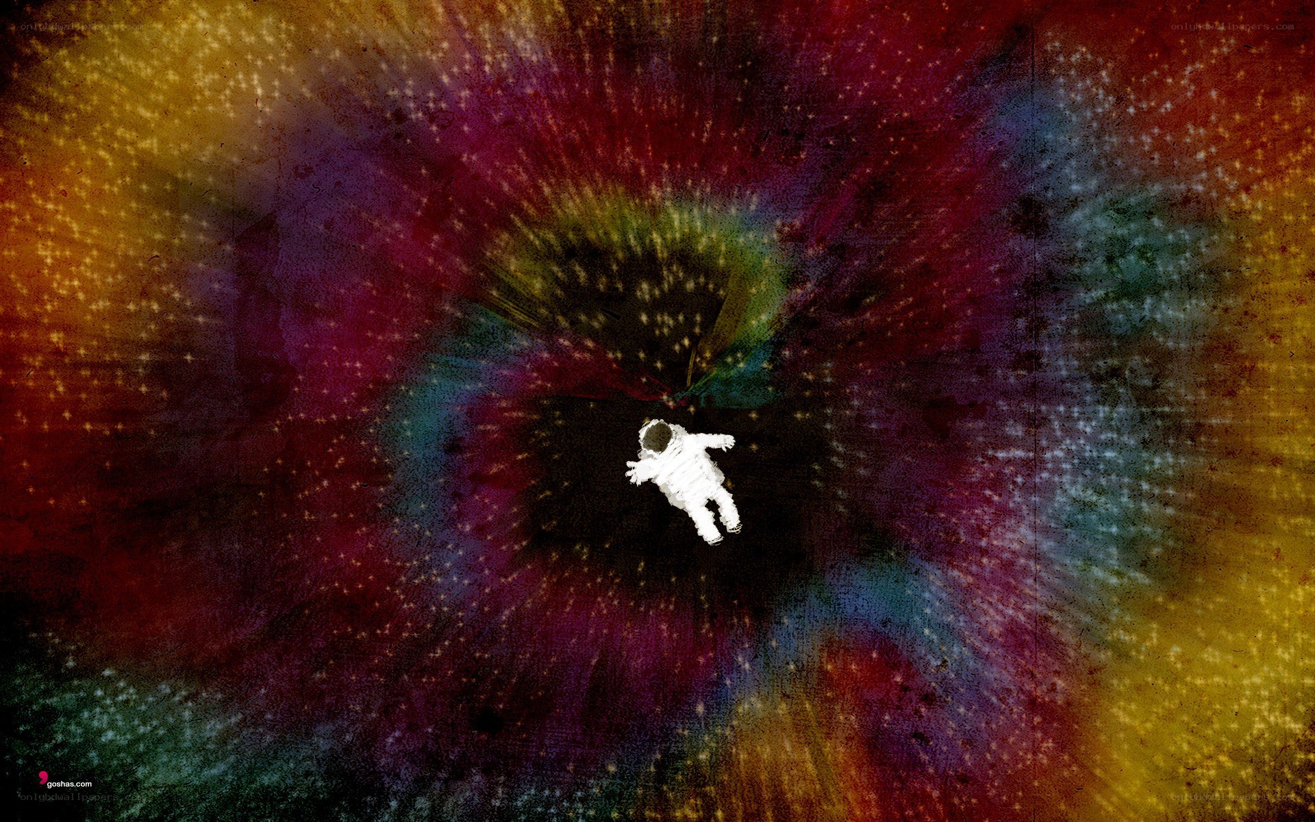 astronaut in colorful space