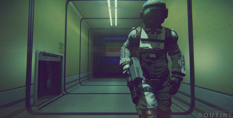 Astronaut in Corridor — Green
