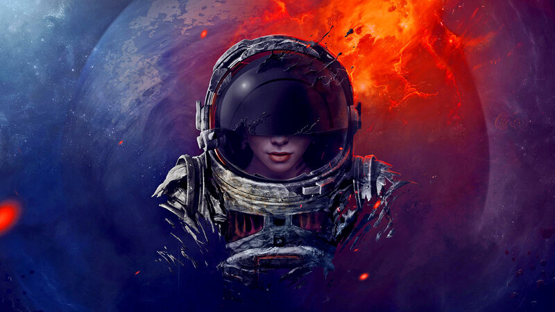 Astronaut in Damaged Suit — Blue