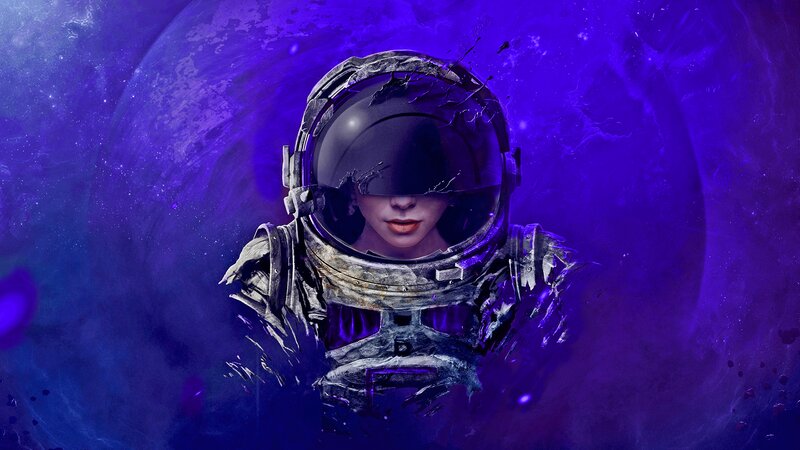 Astronaut in Damaged Suit — Purple