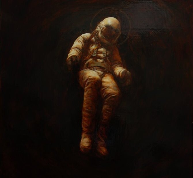 astronaut in dark space