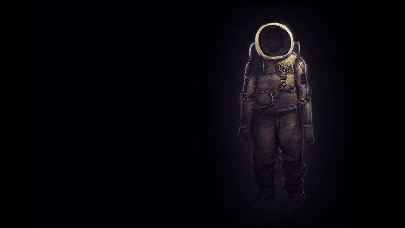 astronaut in dark space