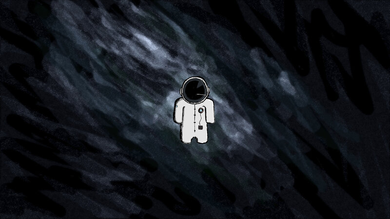 astronaut in dark space