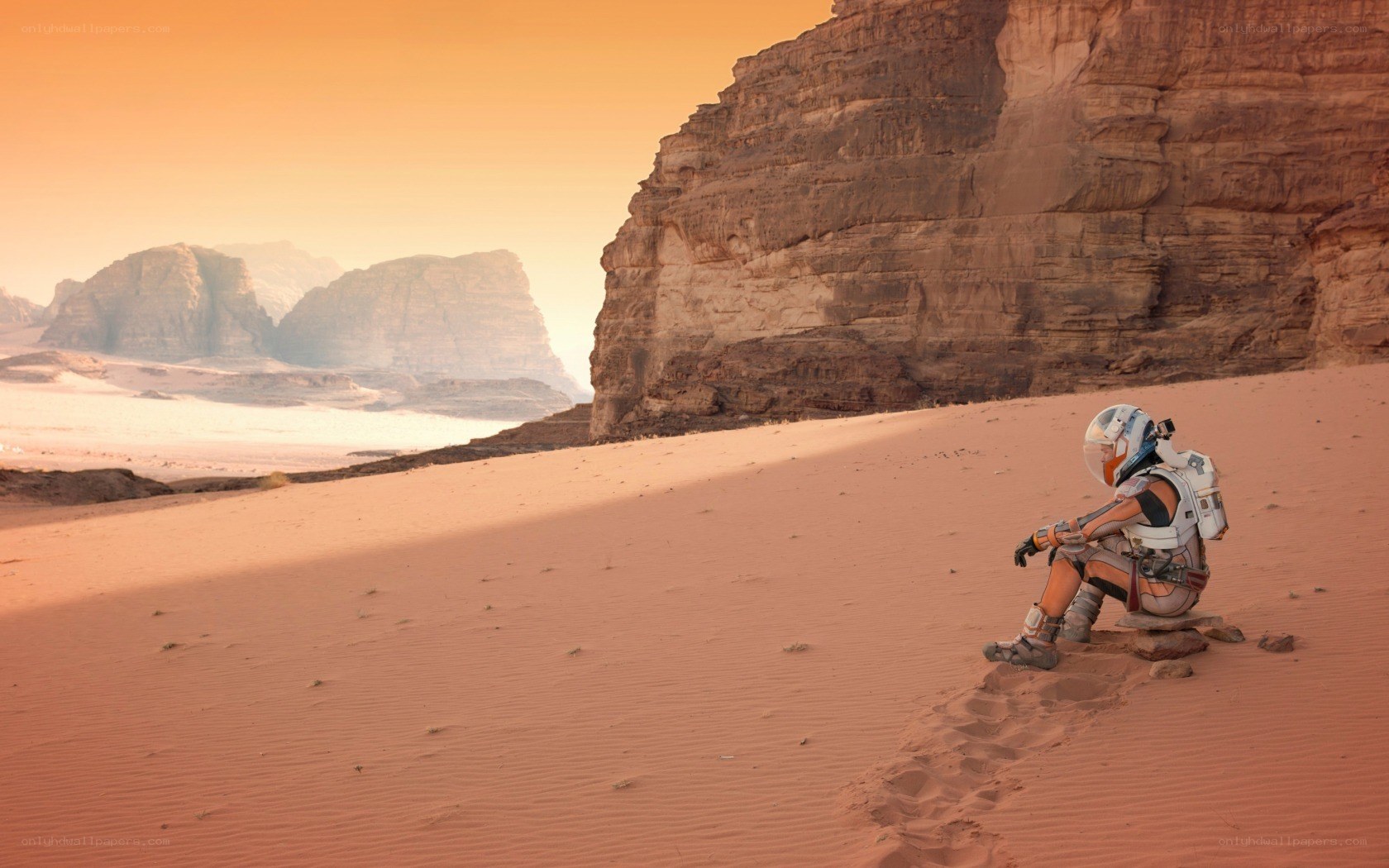 astronaut in desert landscape