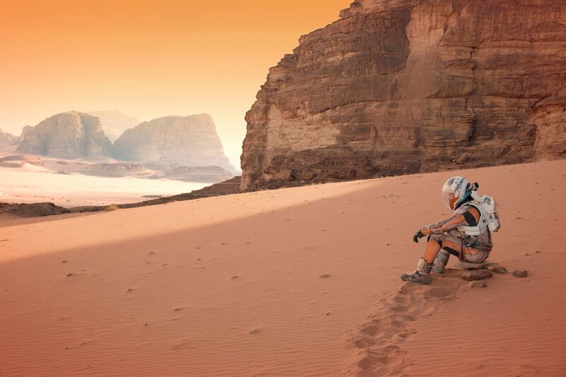 Astronaut in Desert — Orange, Dramatic