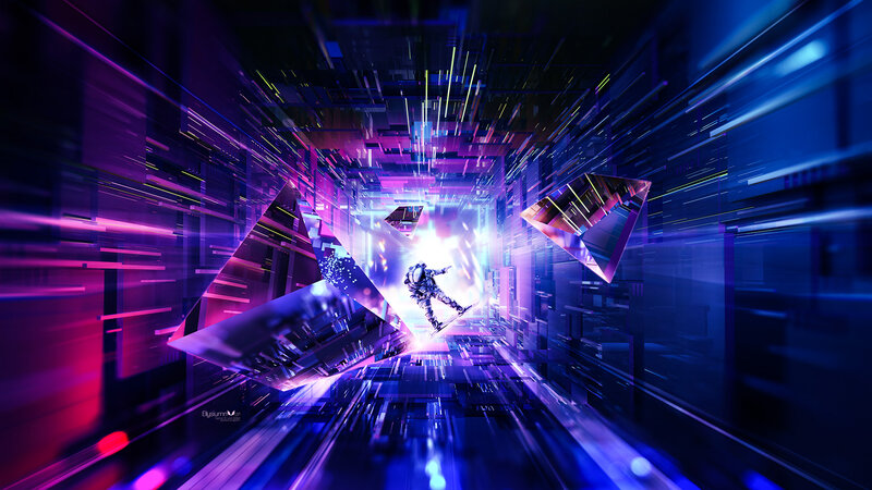 Astronaut in Digital Tunnel