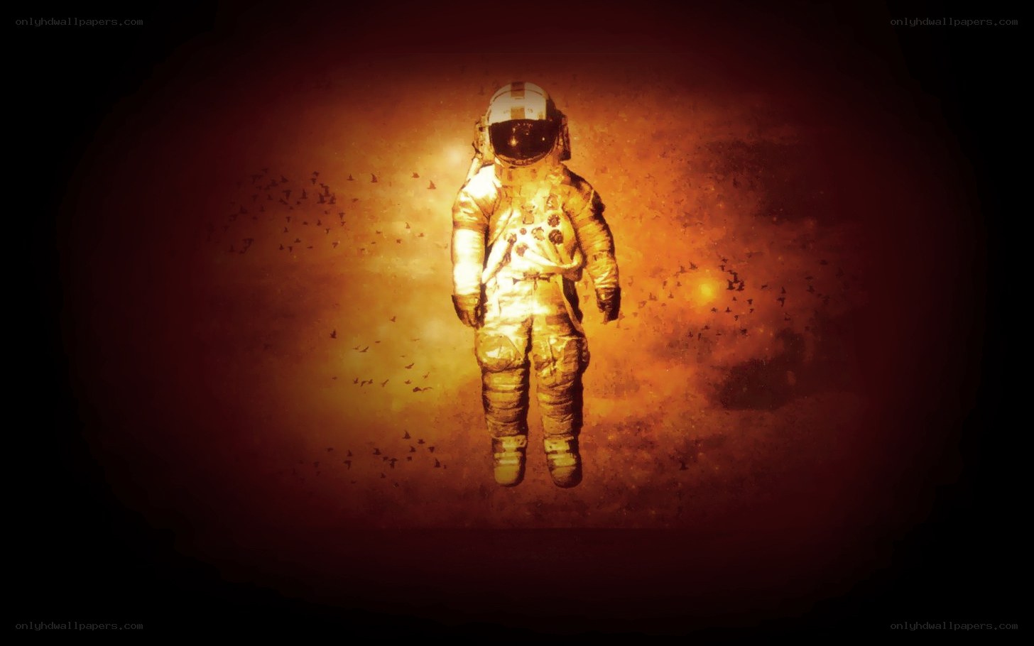 astronaut in fiery void