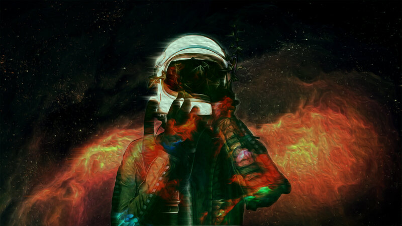 Astronaut in Flames — Black