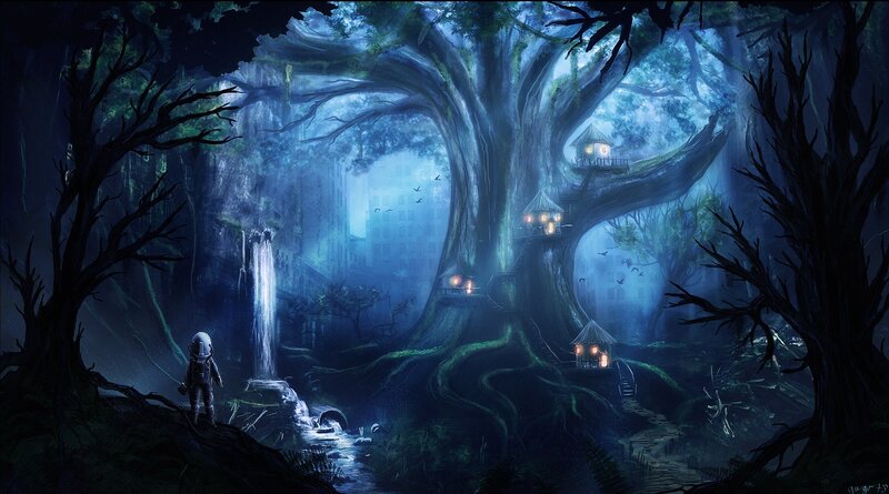 Astronaut in Forest — Blue