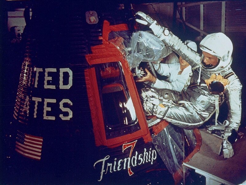 Astronaut in Friendship 7 capsule