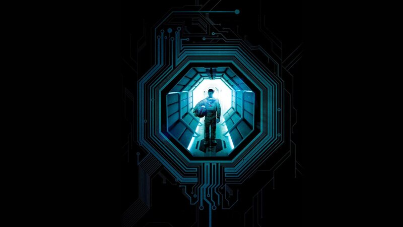 astronaut in futuristic corridor