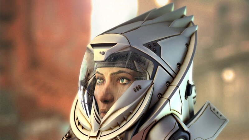 astronaut in futuristic helmet