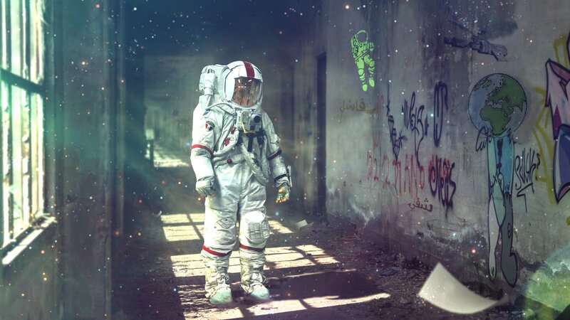 Astronaut in Hallway