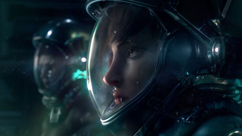 Astronaut in Helmet — Black, Dark