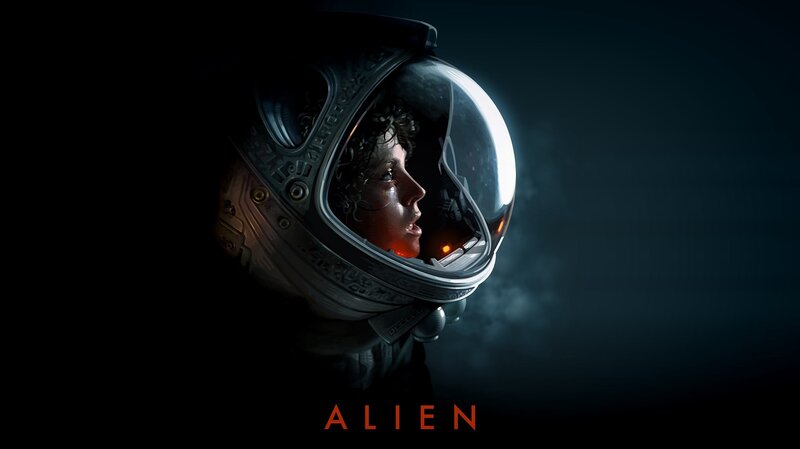 Astronaut in Helmet — Black, Dramatic, Digital Art