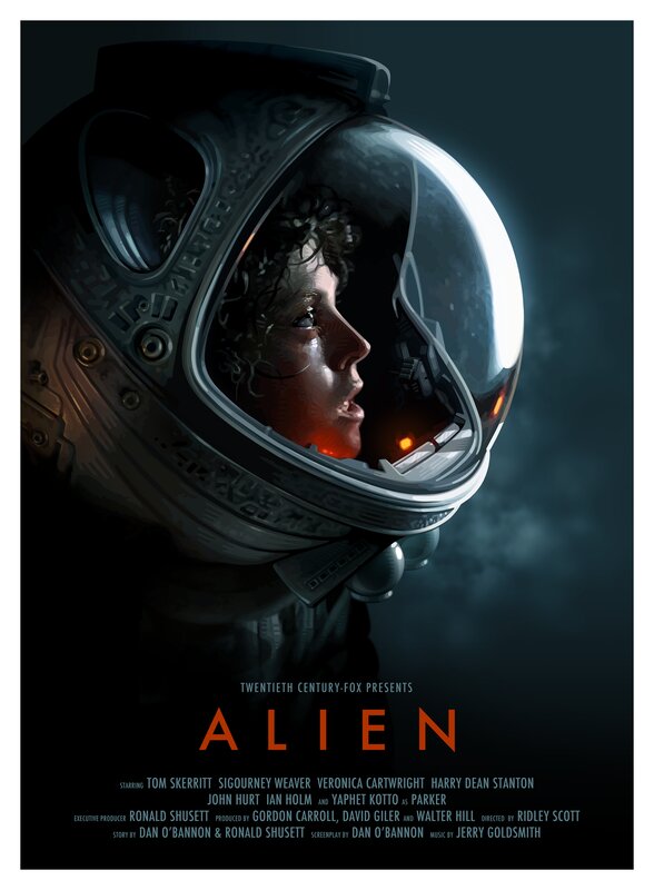 Astronaut in Helmet — Black, Dramatic, Illustration