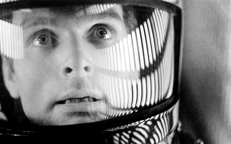 Astronaut in Helmet — Black, Dramatic, Photograph
