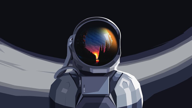 Astronaut in Helmet — Gray, Serene
