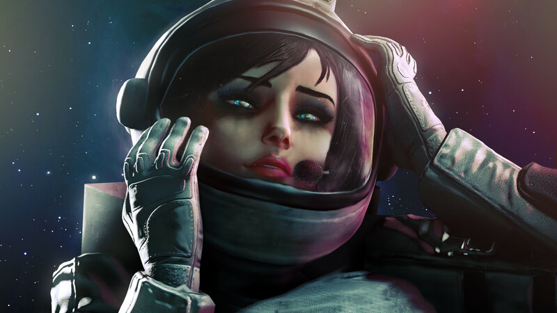 Astronaut in Helmet — Purple