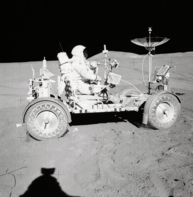 Astronaut in lunar rover