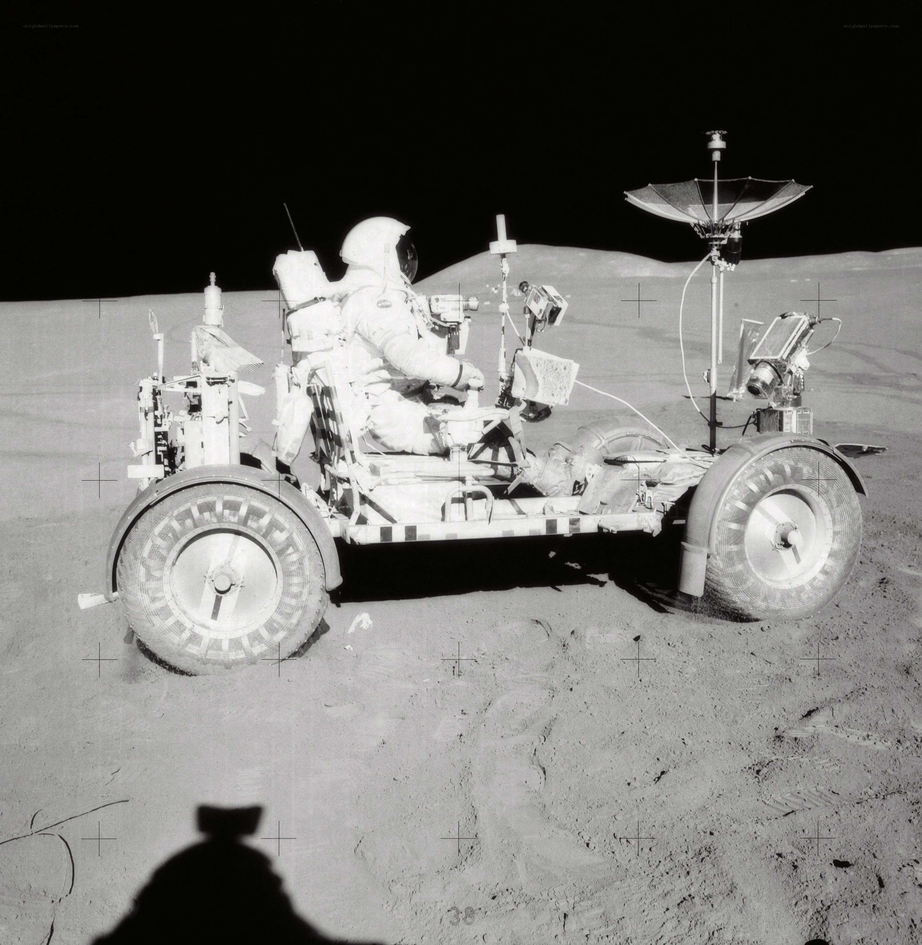Astronaut in lunar rover