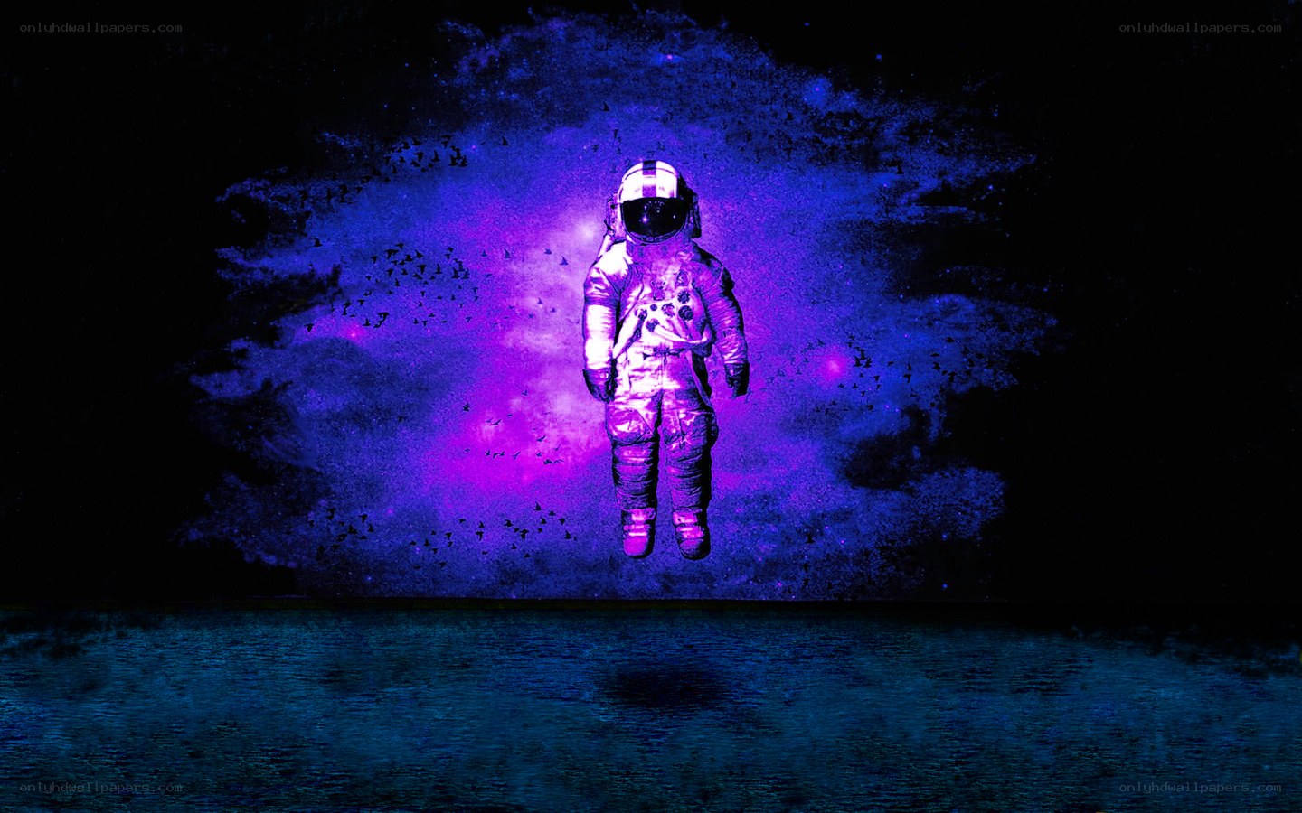 astronaut in purple nebula