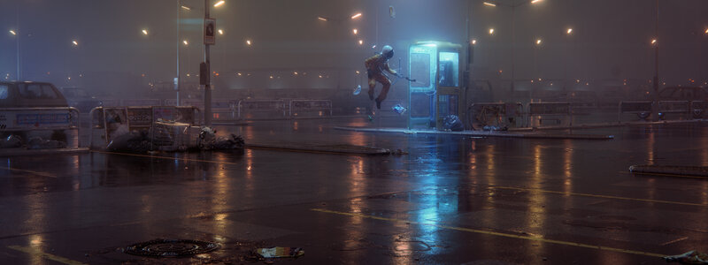 Astronaut in Rain — Blue