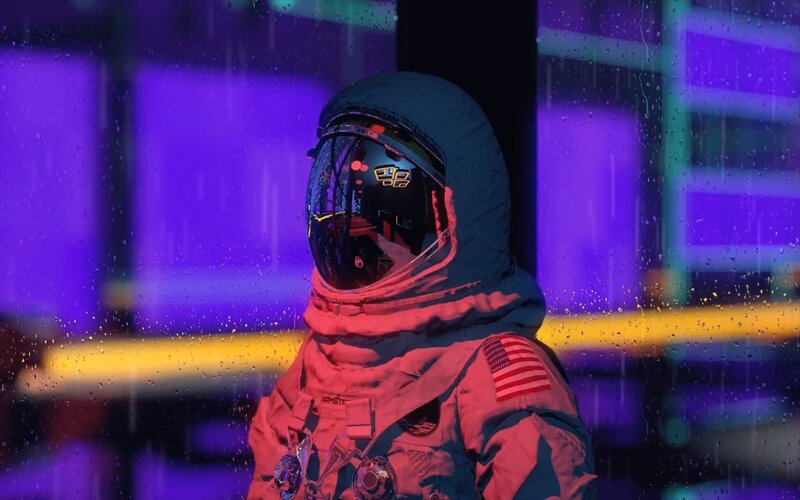Astronaut in Rain — Purple
