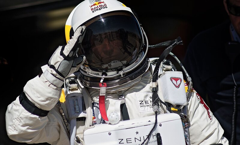 Astronaut in Red Bull Stratos suit