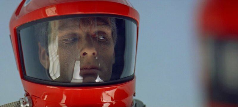 astronaut in red helmet